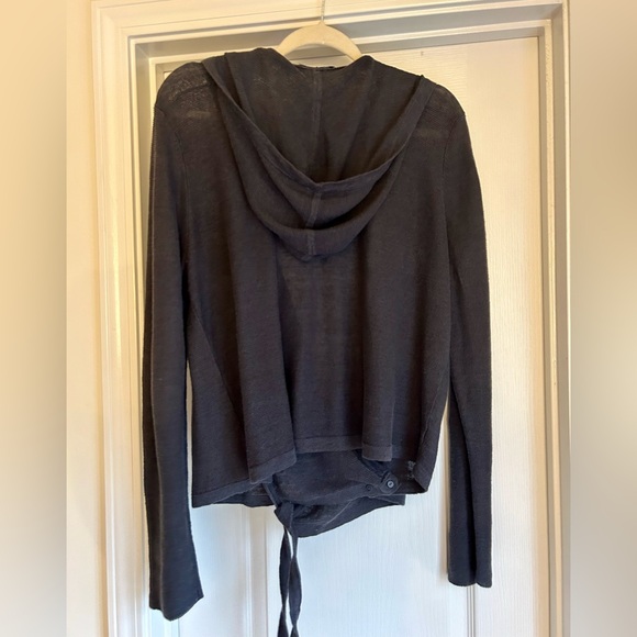 Eileen Fisher Organic Linen Knit Hooded Wrap Cardigan NWOT - Picture 3 of 6